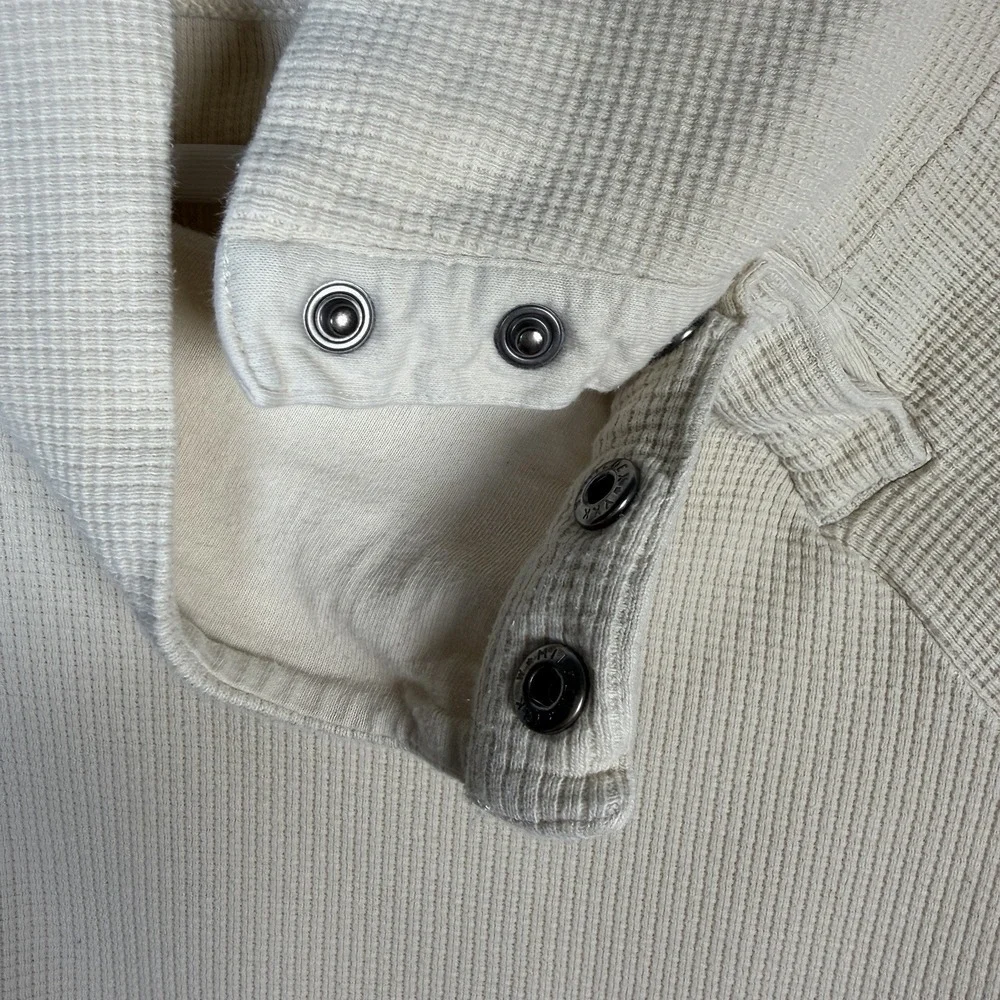 Pact Small Waffle Knit Sweatshirt Pullover Snap Oatmeal 100% Organic Cotton - Picture 10 of 13